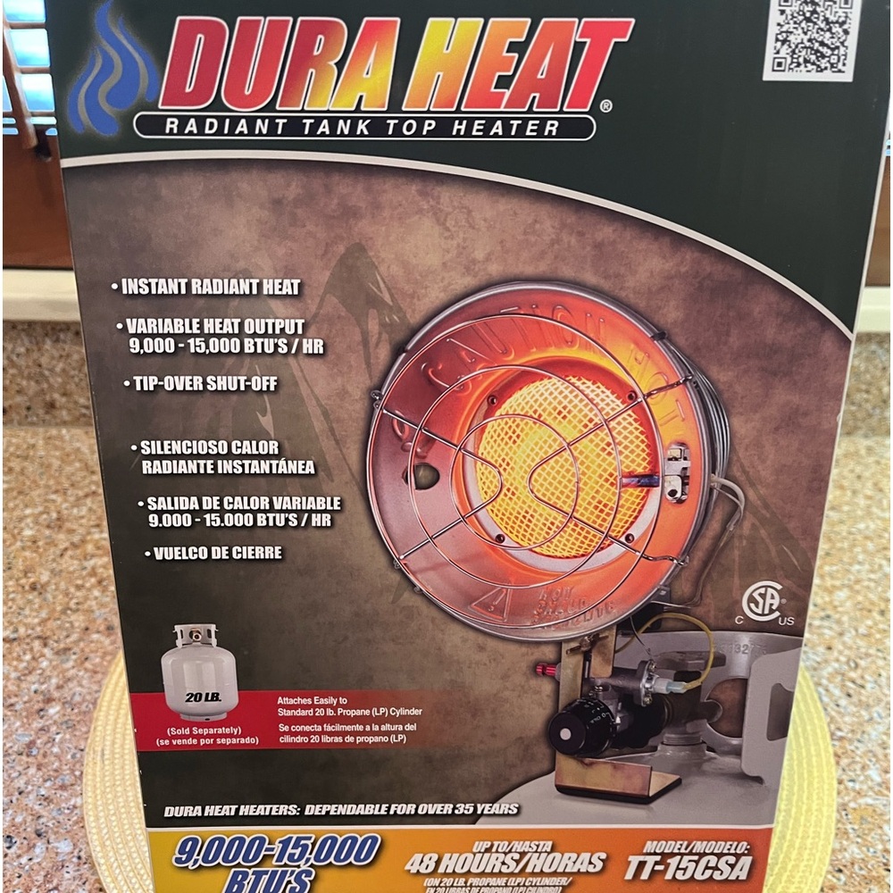 Duraheat Tank top Radiant heater attachment for propane tank.  NIB
